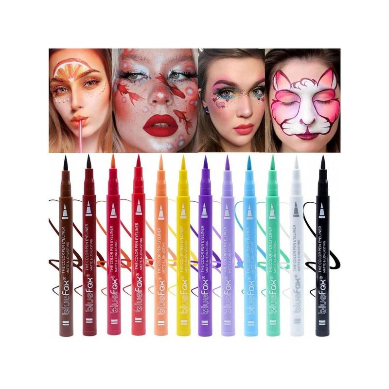 12 Pcs Colorful Eyeliner Set - Smudge-Proof, Waterproof Liquid Eyeliner | Long-Wearing Neon Makeup Eyeliner, Highly Pigmented Pencil Gift Kit for Thanksgiving & Christmas Long Lasting Lipliner Smooth Storage Cosmetic
