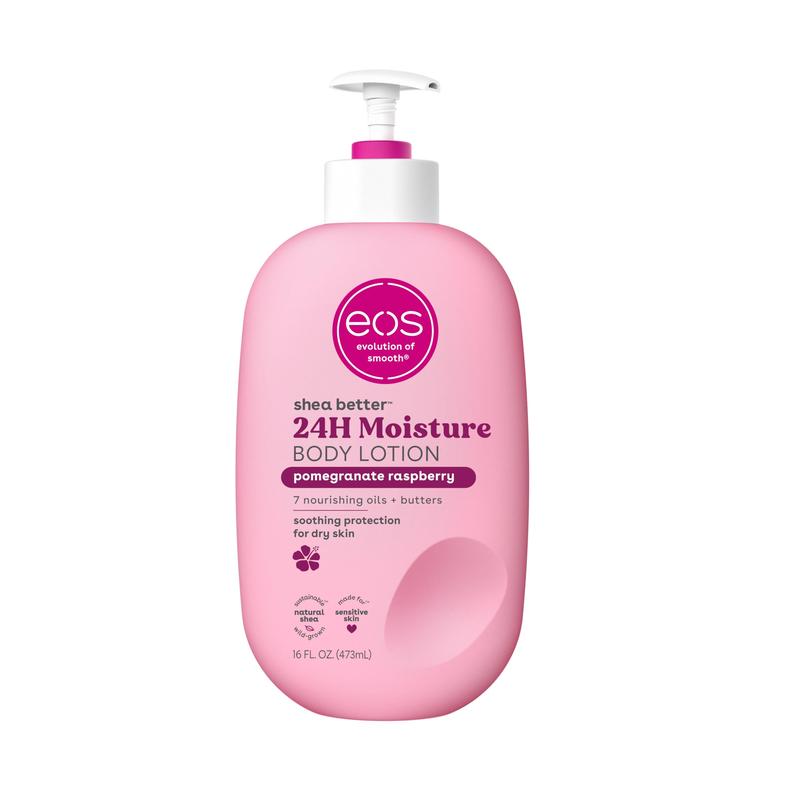 eos Shea Better Body Lotion- Pomegranate Raspberry, 24-Hour Moisture, Lightweight & Non-Greasy, Shea, Vegan, 16 fl oz Moisturize Scent eos shea Body Care Fragrance