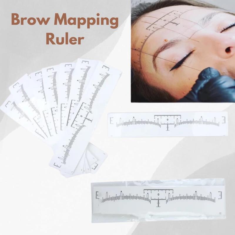 100 count Eyebrow Ruler Sticker Disposable Eyebrow Mapping Ruler Sticker for Microblading Permanent Makeup Henna, Brow Stencil Adhesive Measuring Shaper Tool