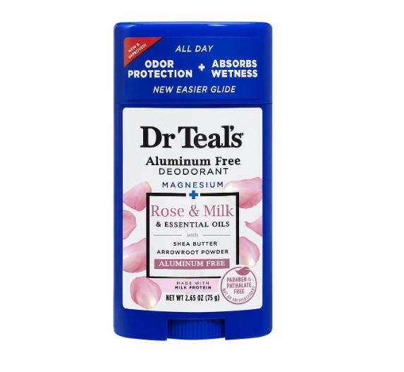 Dr. Teal's Rose & Milk Deodorant Gift Set (2 Pack, 2.65oz Ea) - Rose & Milk Formula - Aluminum Free with Magnesium - Essential Oils, Shea Butter...