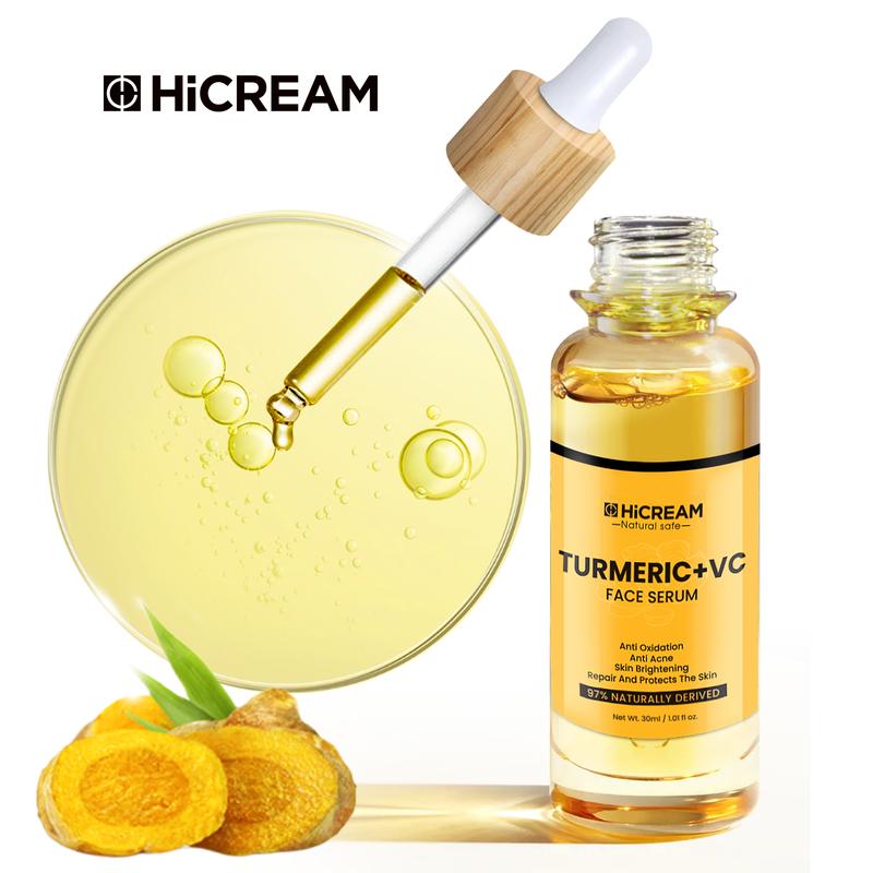 Hicream Turmeric Vitamin C Serum - For all skin types, smoothing, moisturizing, Reduces Hyperpigmentation, Sun Spot, Improve Skin Tone
