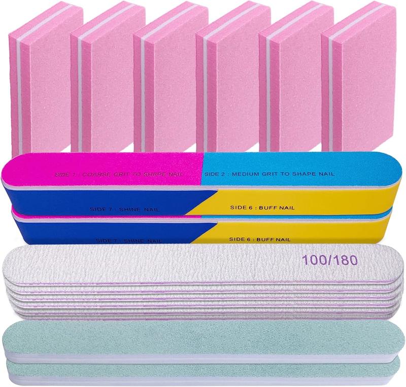 File and Buffer Set (16 Pack),  File Kit Professional  Files & Buffers Manicure Supplies Filer Buffer for  Nails, 100 180 Grit 7 Way  Filing Polishing Buffer for  Care