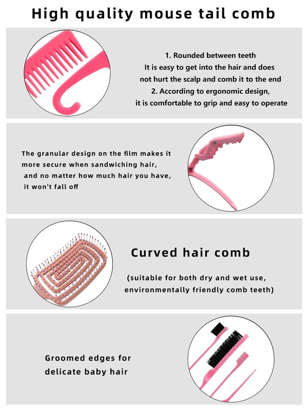 Hair Accessories Tool Set, Including Hair Comb & Hair Claw & Hair Ties & Hair Pulling Needle, Fashion Hair Accessories for Women & Girls