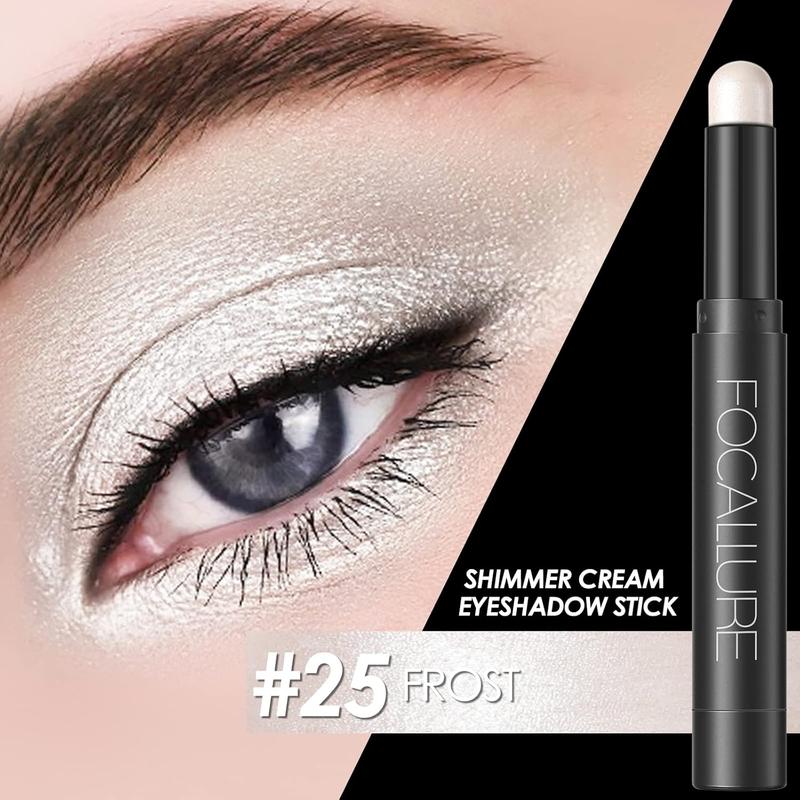 Shimmer andCream Eyeshadow Stick,Smooth Brilliant Eye Brightener Pencil for Women,Long LastingEye Shadow and Liners Makeup,FROST Temogu