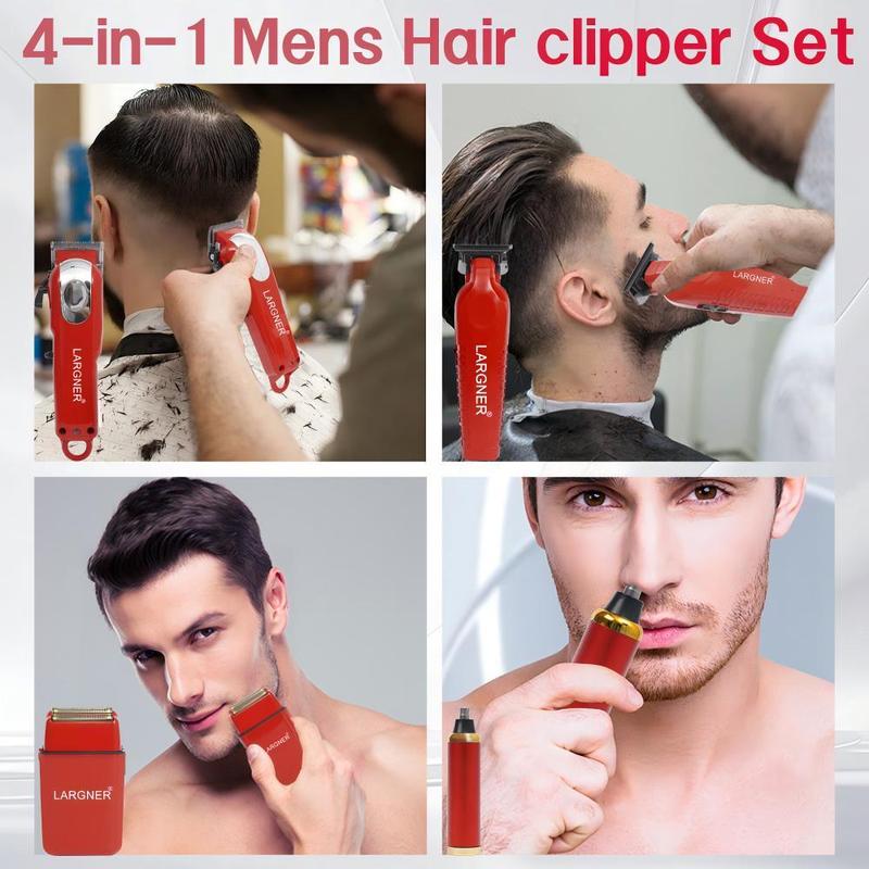 4 in 1 Professional Electric Hair Trimmer Kit, 1 Set Rechargeable Hair Clipper with 4 Guide Combs, Great Gifts & Hair Trimmer Kit for Men