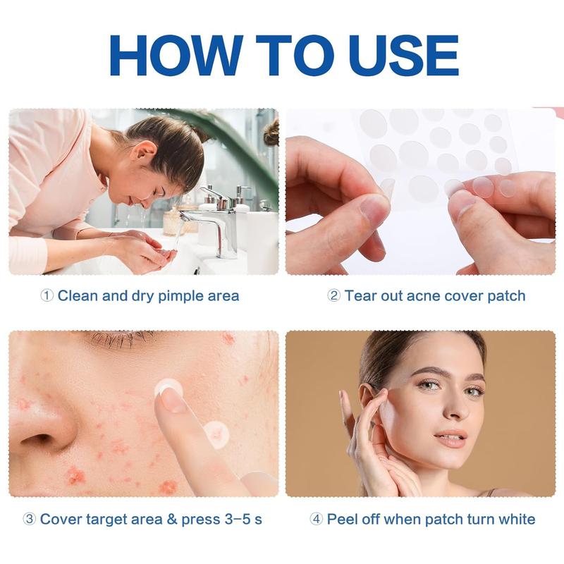 450 Pimple Patches for Face, Hydrocolloid Acne Patches for Zit Covers, Invisible Skin Stickers for Blemish Spot Treatment, 4 Sizes, with Salicylic Acid, Tea Tree & Coconut Oil