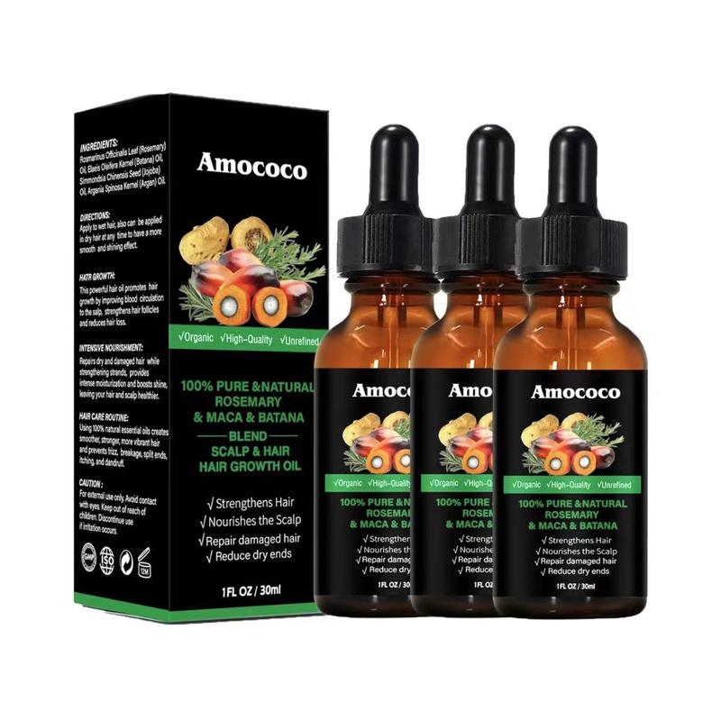 3pcs - Rosemary and Batana Oils - Batana and Argan Oil Blend - 100% Organic Oils for Hair Care, Daily Repair, Moisturizing, Vitamin Replenishment