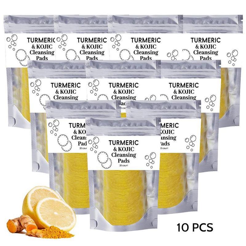 Turmeric Kojic Acid Cleansing Pads, 10 Packs(20pcs pack) Face & Body Cleansing Pads for Men & Women, Daily Skincare Products for All Skin Types