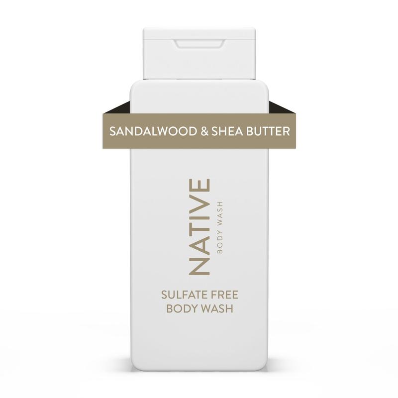 Native Body Wash, Sandalwood & Shea Butter, Sulfate Free, Paraben Free, for Men and Women, 18 oz