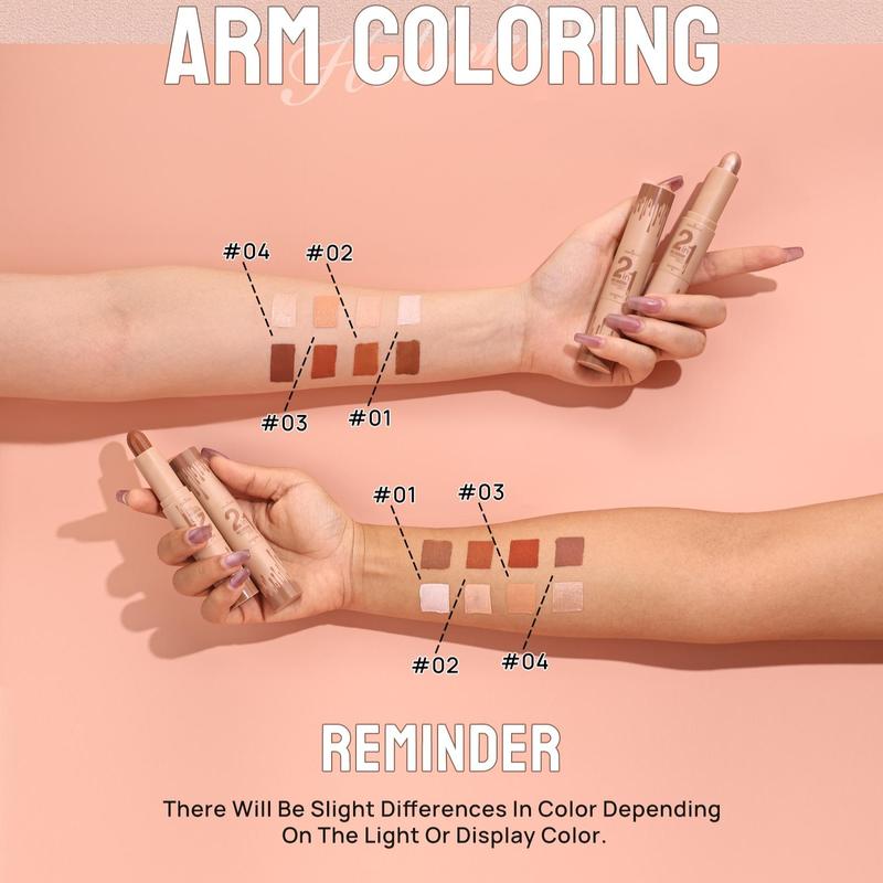 Double-ended Highlighter Contour Stick, 1 Count Long Lasting Concealer Stick, Facial Makeup Tool for Women & Girls