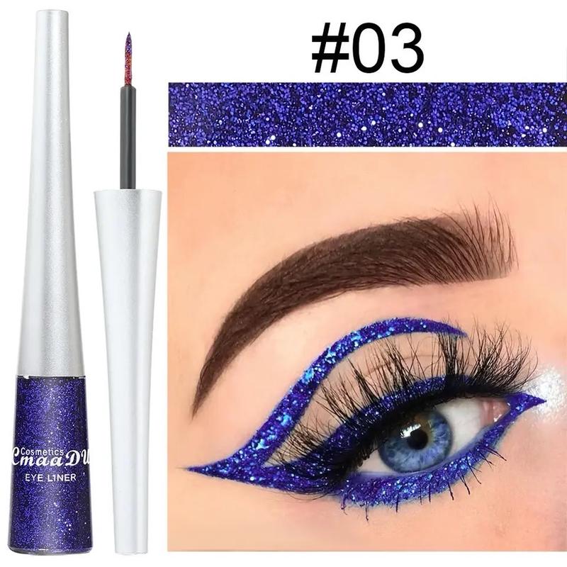 Glitter Liquid Eyeliner Pearlescent Diamond Eyeshadow 16 Color Sequins Blue Silver Pink Rose Gold Mini Fine Brush Eyeline Makeup Cosmetic Shimmer Lipliner