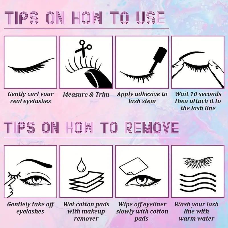 Fluffy False Eyelashes, Wispy 3D Faux Cluster Lashes, 18mm Natural Curling Eye Makeup Strip Lashes for Lashes Extensions, Eye Makeup Enhancement
