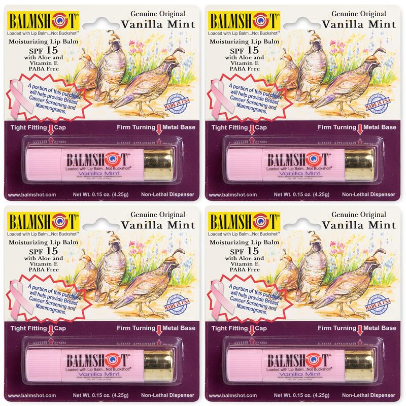 BALMSHOT Vanilla Mint Lip Balm SPF 15 {4-Pack} - 100% Moisturizing Lip Balm