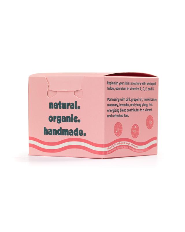 100% Grass-Fed Whipped Beef Tallow Cream for Dry Skin, Pink Grapefruit Infused, 4 oz