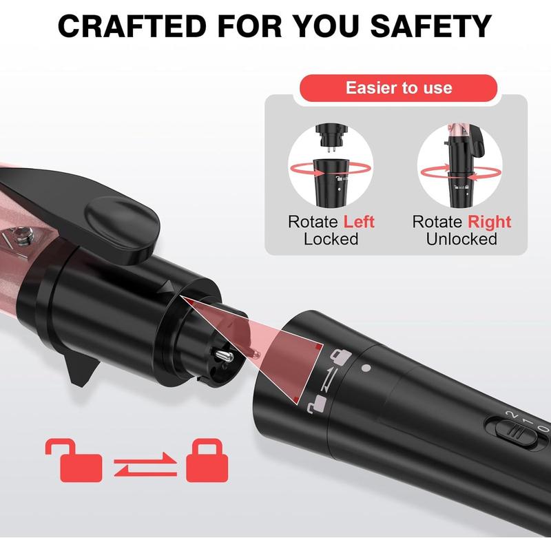 Curling Iron 3 in 1 Barrel Curling Wand Set Curler and Waver(0.75"-1"-1.25"), Dual Voltage Curl Hair Styler Tool for Oval Curling Wand
