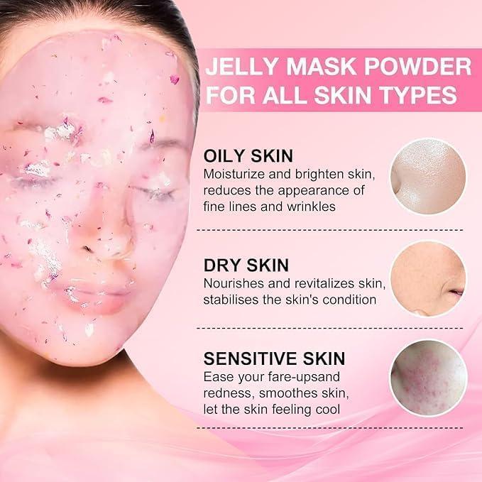 Jelly Mask for Facials Professional Natural Gel Powder Face Masks, Peel Off Rubber Mask Jelly Facial Masks SkinCare, Moisturizing & Hydrating 23 Fl Oz (Bulgarian Rose)