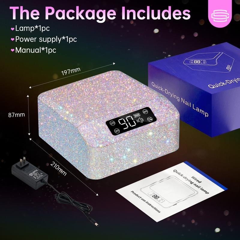 UV LED Nail Lamp 96W Nail Dryer Sparkly Gel Polish Light 4 Timer Setting Professional Quick Dry Curing Lamp with Display Auto Sensor for Salon & Home