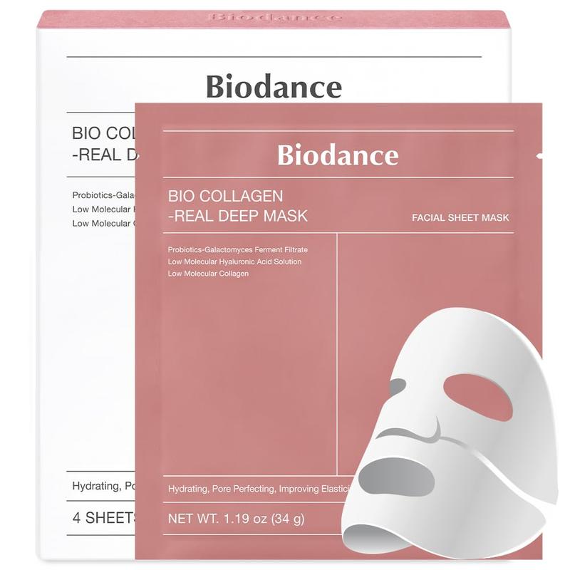 (viral) BIODANCE Bio-Collagen Real Deep Mask, Hydrating Overnight Hydrogel Mask, Collagen Mask, Pore Minimizing, Elasticity Improvement, 34g x4ea