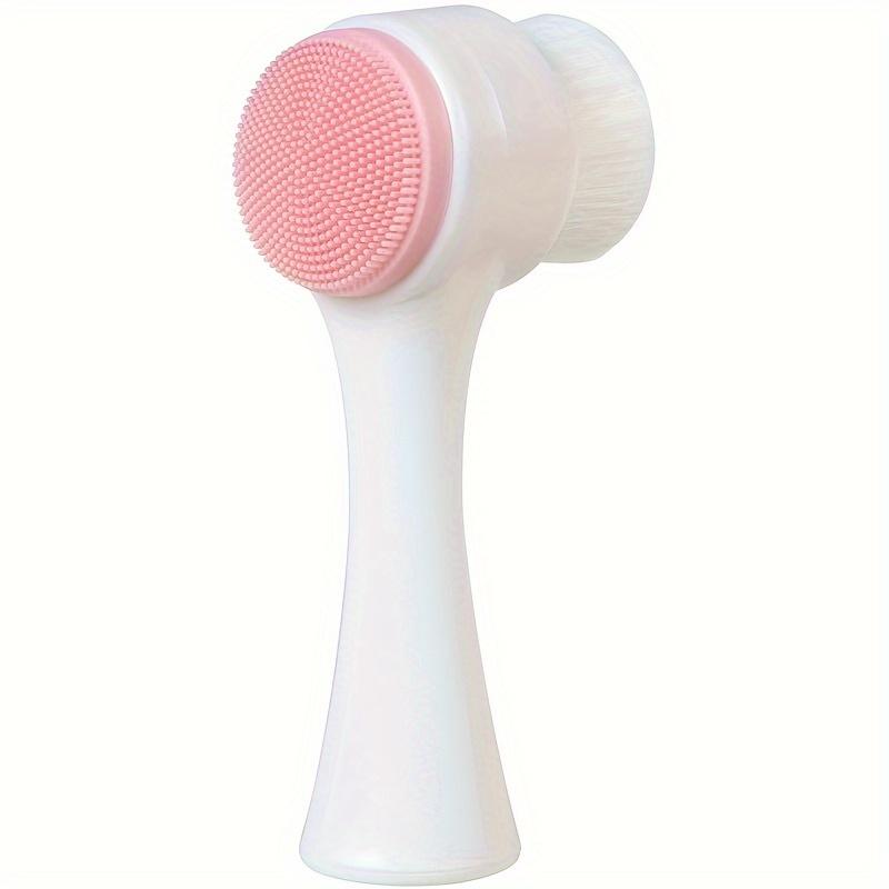 Double-Sided Silicone and Nylon Facial Cleaning Brush-Soft Bristle Facial Brush for All Skin Types, Exfoliating and Massage, for Adults, Fragrance Free, SLES-Free, PVC Material