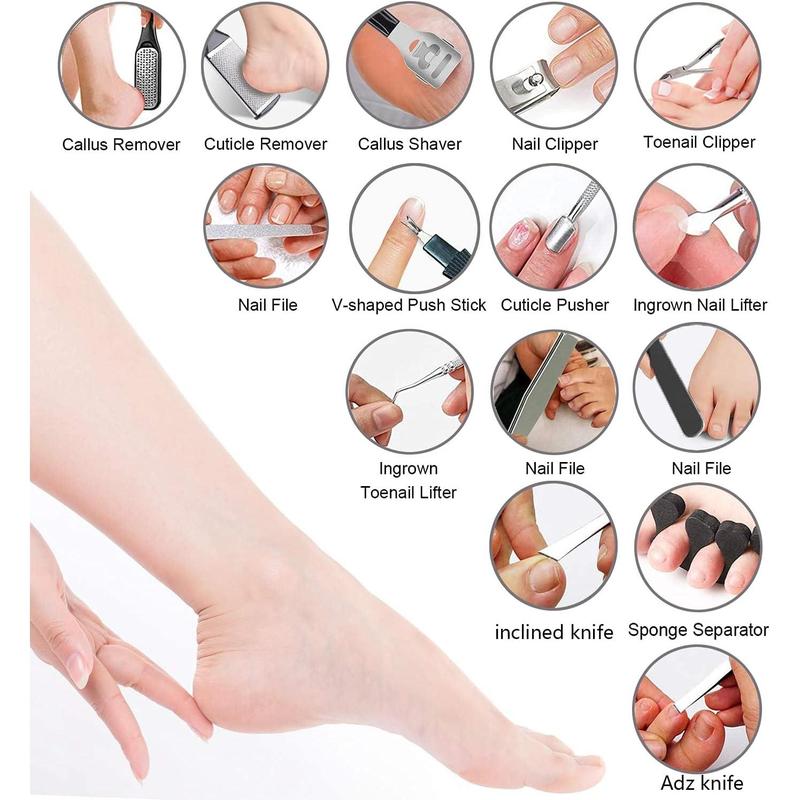 36 in 1 Pedicure Kit, Professional Pedicure Tools Foot Rasp Foot Dead Skin Remover for Home & Salon Care Gift Manicure