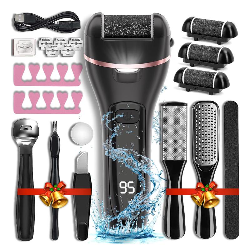 Electric Callus Remover for Feet with Rechargeable Waterproof 19 in 1 Professional Pedicure Kit, Foot Care Tools Wet