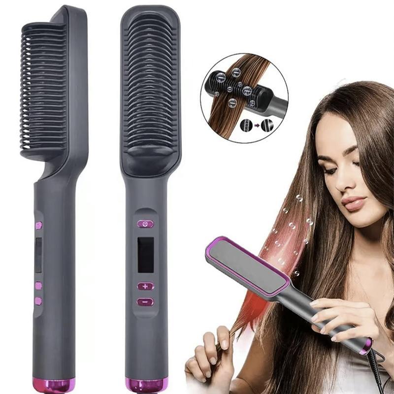 2 in 1 Hair Straightener & Curler, 1 Count Electric Hair Straightening Comb with Constant Temperature Protection, Multi-use Hair Styling Tool