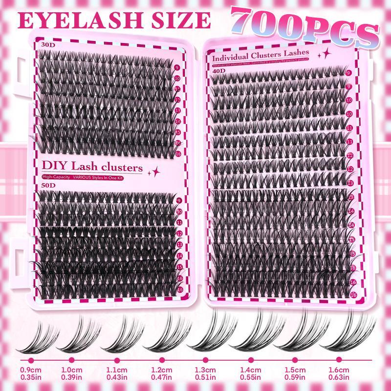 Upgraded Eyelash Extension Kit With Eyelash Glue & Remover & Tweezers & Brush, 9-16mm 30D & 40D & 50D Mixed Individual Lashes, Professional Eye Makeup Accessories, Christmas Gift