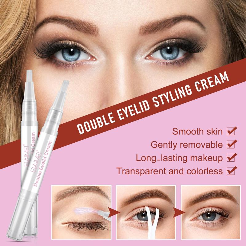 Double Eyelid Styling Kit, 480pcs Double Eyelid Sticker with Double Eyelid Cream & Y-fork, Eye Makeup Tool for Women