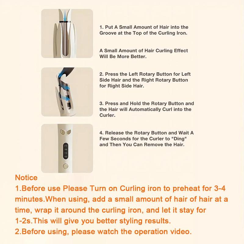 Automatic Hair Curler Iron, Curling Wand, 28mm Barrel Hair Curler with 4 Temperature-adjusting Mode, Hair Curler with Negative Ion Generator & Intelligent Timmer, Curling Iron with Intelligent Sensor, Halloween, Christmas, Fall, Ideal Winter Gift