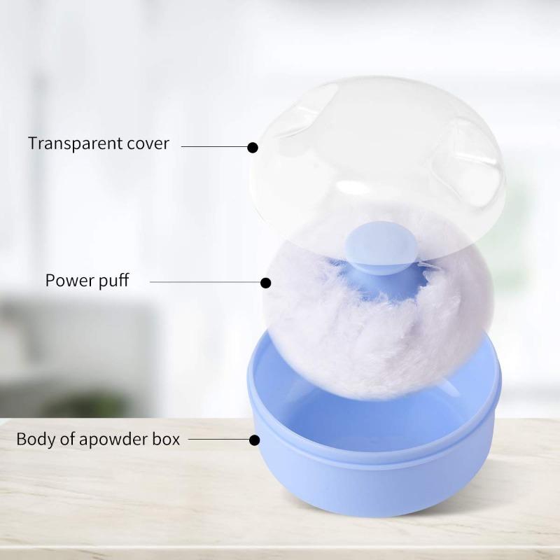 2Pack Body Cosmetic Powder Puff Body Powder Puff and Container Case (Pink and Blue) (2pack)