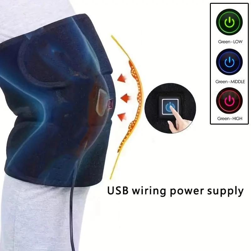 USB Rechargeable Heated Knee Massager, Massage & Heating Pad for Knee & Legs, Warm Leg Massager for Women & Men, Christmas Gift