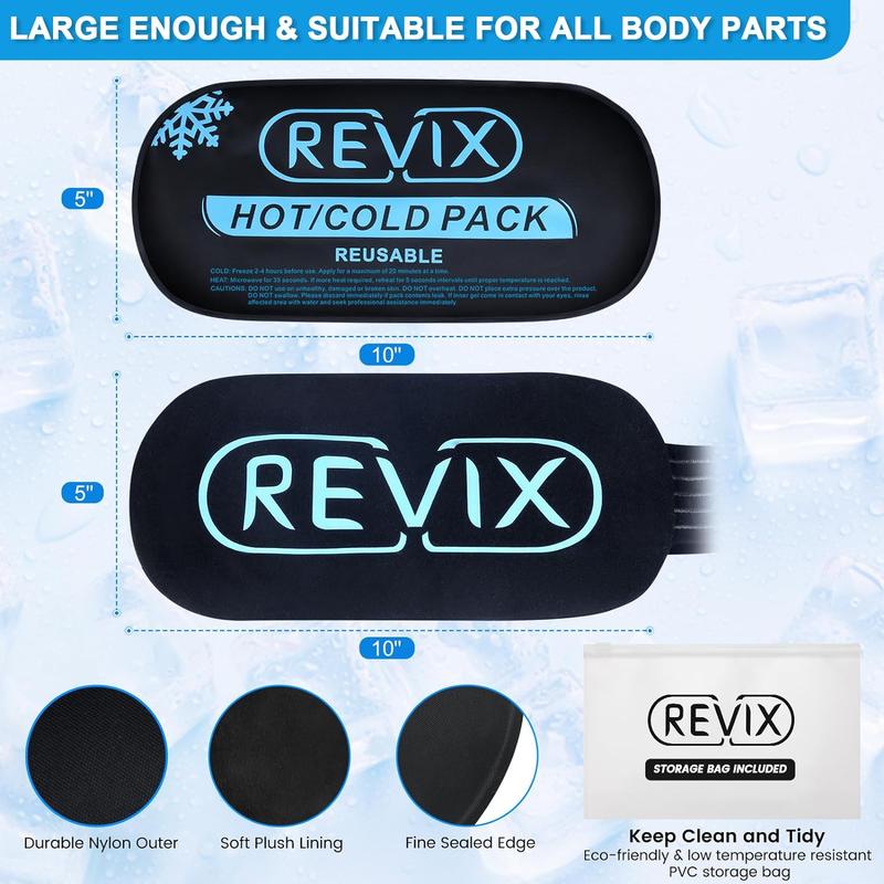 REVIX Reusable Gel Ice Packs A Set of 2 with 26'' High Elastic Straps, Support Sports Recovery, Rotator Cuff, Knees, Elbows, Neck, Back & More