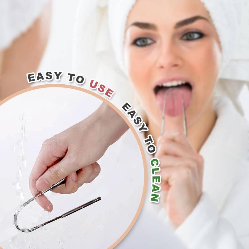 2 Pack Tongue Scraper, 100% Surgical 304 Stainless Steel Tongue Cleaner for Adults And , Professional Tongue Brush for Oral Care, Improve Bad Breath and Fresh Breath