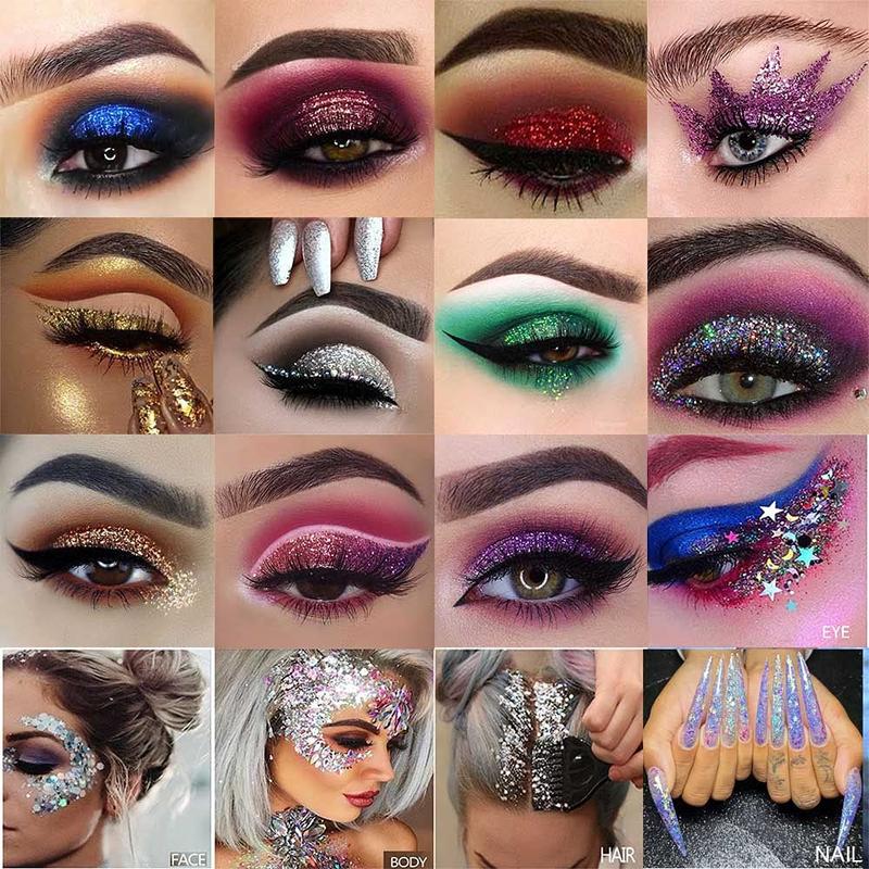 40 Colors Glitter Eyeshadow Makeup Palette for Women Black and White Glitter Thick Eyeshadow Powder Pink Glitter Glue Hydrogel Eyeshadow