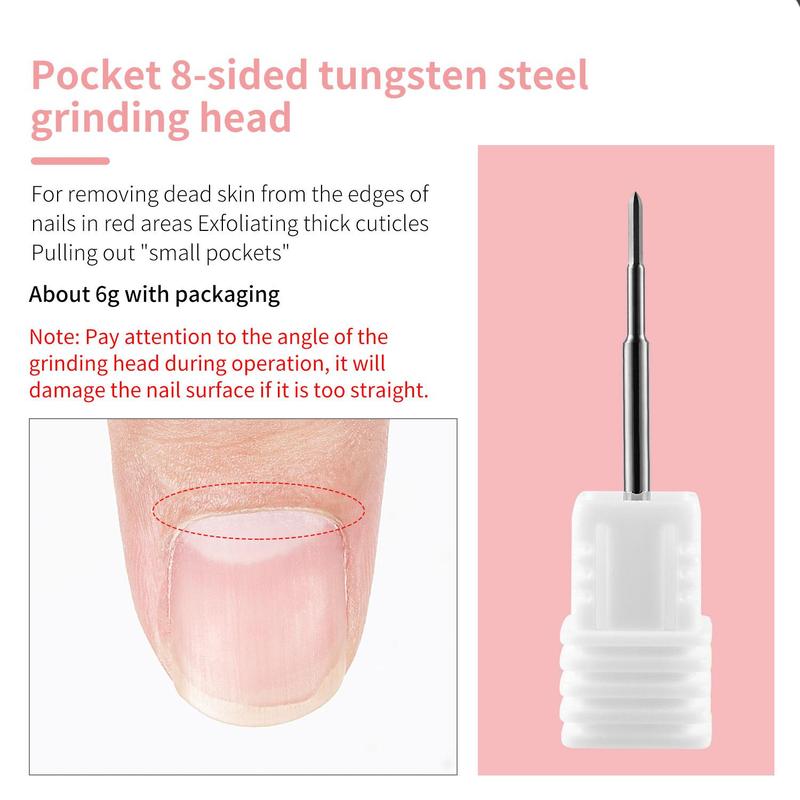 Electric Nail Drill Bit, 3 Counts Tungsten Carbide Nail Drill Bit, Nails Electric Files Tools, Fine Grinding Bar Milling Cutter for Professional Manicure