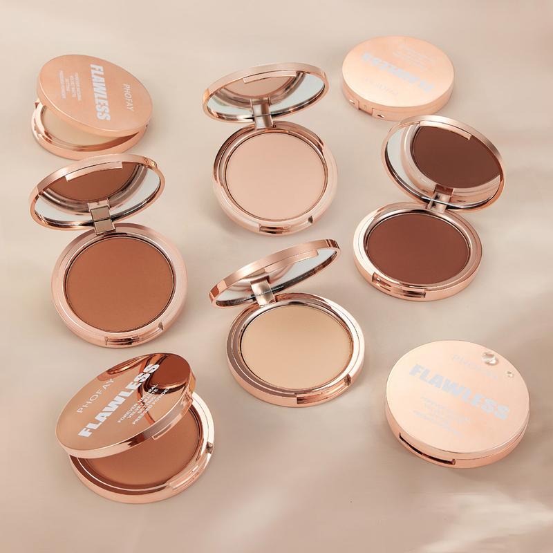 PHOFAY Matte Setting Pressed Powder for Perfect Makeup - Cosmetic Compact Flawless Lightweight Setting Powder