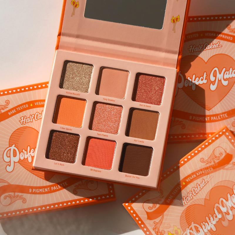 Half Caked Makeup Perfect Match 9 Pigment Palette - 5 Matte + 4 Duochrome and Shimmer Eyeshadows - Vegan & Cruelty-Free, 13.5g