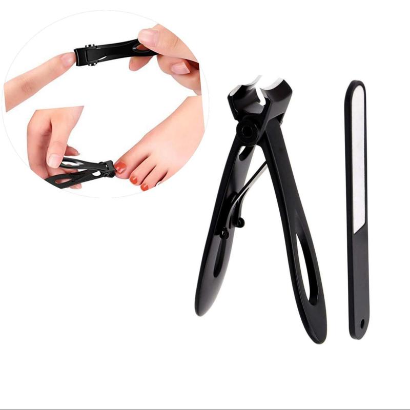 Sturdy Nail Clipper & Nail File, 2 Counts set Ultra Wide Jaw Opening Big Nail Clipper, Professional Manicure & Pedicure Tool for Home & Salon Use