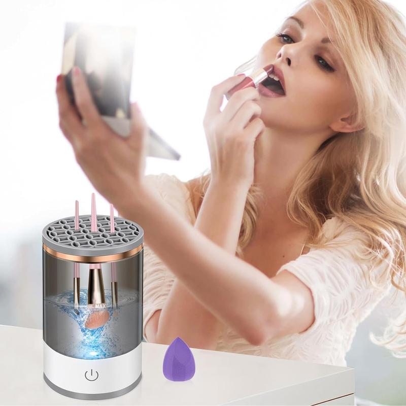 Electric Makeup Brush Cleaner, Makeup Brush Cleaner Machine with Brush Clean Mat, Automatic Make Up Brush Clean Tool for All Size Makeup Brushes Cosmetic Cleansing