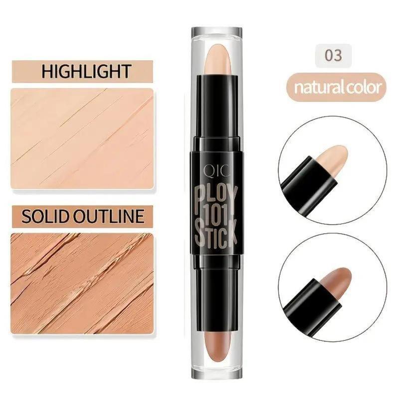 2 in 1 Cream Highlight Contour Stick, 3D Makeup Bronzer Shading Stick, Face Highlighters Sticks, Concealer Contour Highlighter Stick, Long Lasting Waterproof Natural Facial Makeup Tool, Gifts for Women Cosmetic Multicolor