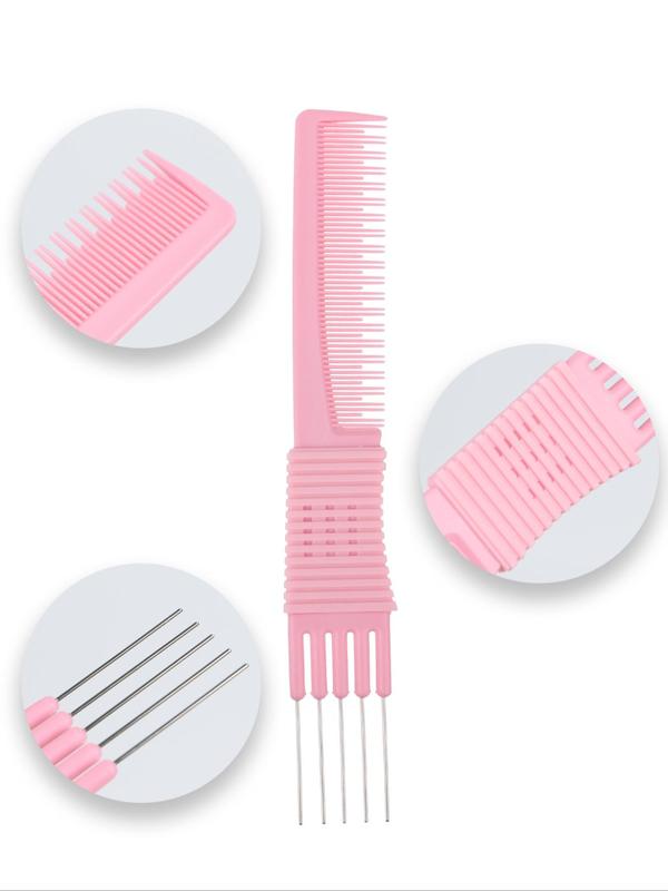 Hair Styling Comb Set, Hair Teasing Combs, Curly Hairbrush Set with Edge Brush, Rat Tail Comb and Bristle Brush for Women Men Kids