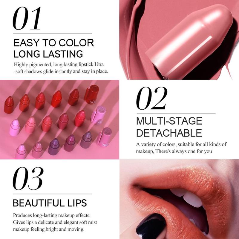 5-In-1 Long-lasting Matte Lipstick, 1 Box Moisturizing Lip Gloss, Suitable for All Occasions Lip Makeup, Girls and Women Makeup Accessories