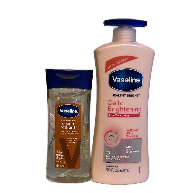 Vaseline Daily Brightening Lotion 600ml & Coco Radiant Gel 200ml - Set of 2