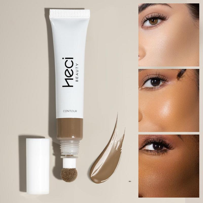 Long Lasting Liquid Contour with Sponge Brush Head, Shimmering Cream Contouring Stick, Portable Facial Contouring Highlighter Wand, Professional Makeup Accessories for Women