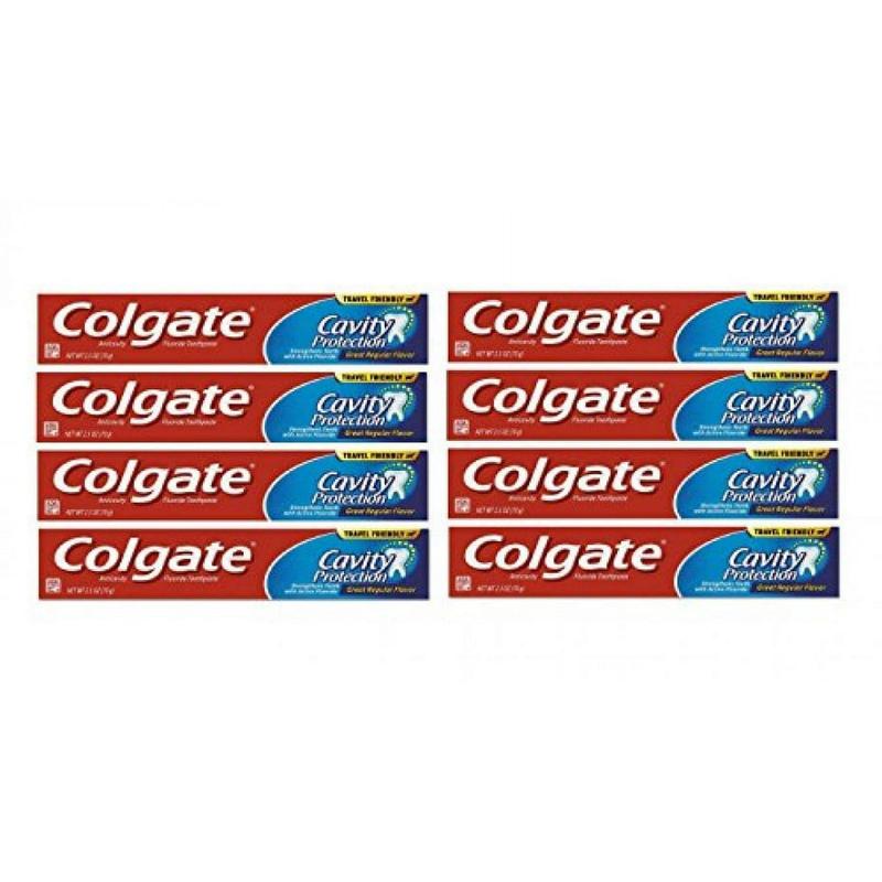 Colgate Toothpaste with Cavity Protection Active Fluoride,  Fluoride Minty Great Regular Flavor, 2.5 Ounce (Pack Of 8) Oral Daily