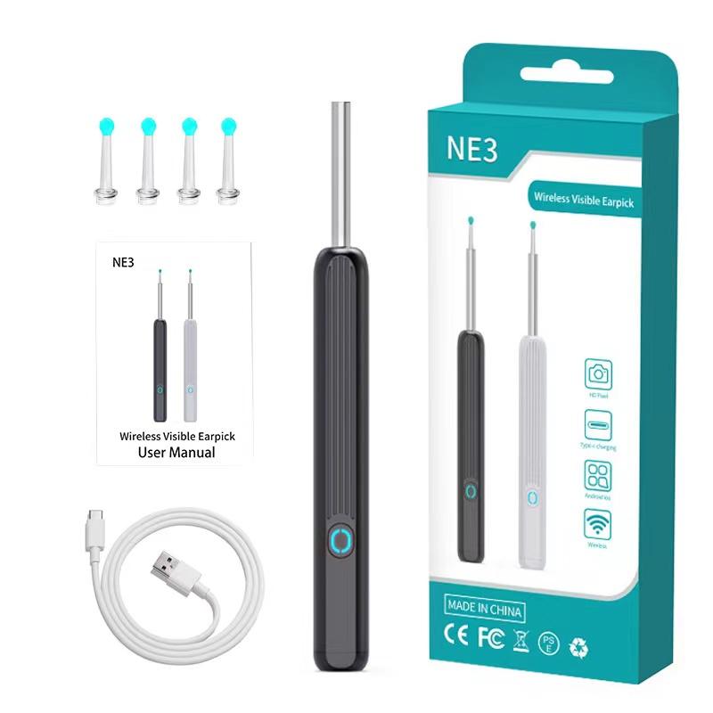 Wireless Earwax Removal Kit, 1 Count HD Visual Ear Cleaner Handle with 4 Counts Replacement Silicone Ear Spoon & 8 Counts Manual Ear Pick Accessories, Ear Wax Removal Tool Kit