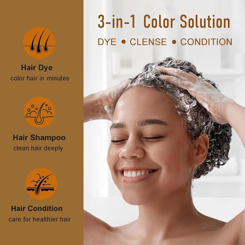 Herbal Hair Color Shampoo: Instant Gray Coverage +99.99%-Choose Your Shade! Hair Dye Haircare