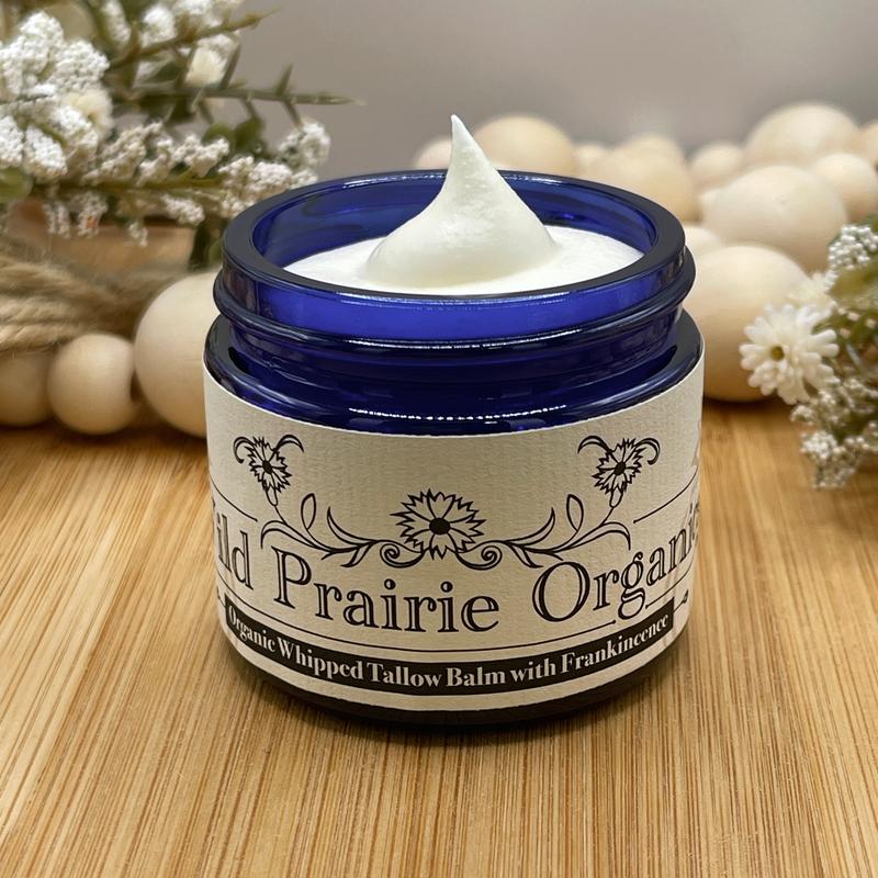 Whipped Organic Grass-Fed Tallow, Organic Cold-Pressed Jojoba Oil, Organic Frankincence Essential Oil Body Care Daily