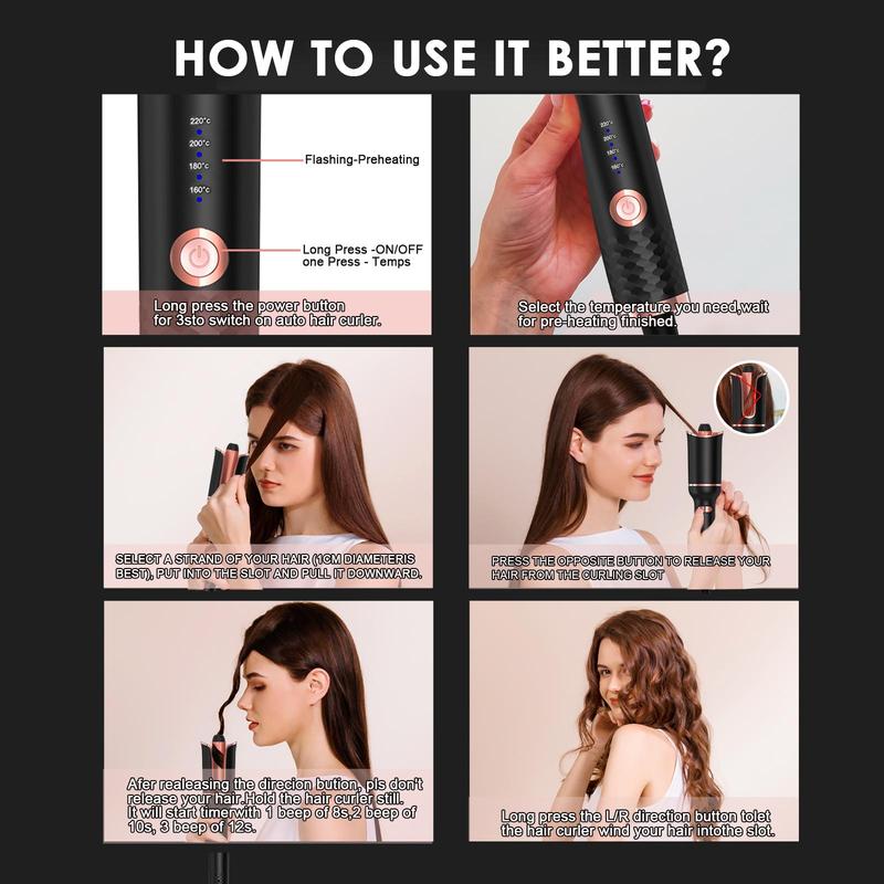 Automatic Curling Iron, 1 Box 360 Degree Multifunctional Electric Heated Hair Curler, Hair Styling Tool for Home & Salon Use, Halloween, Christmas