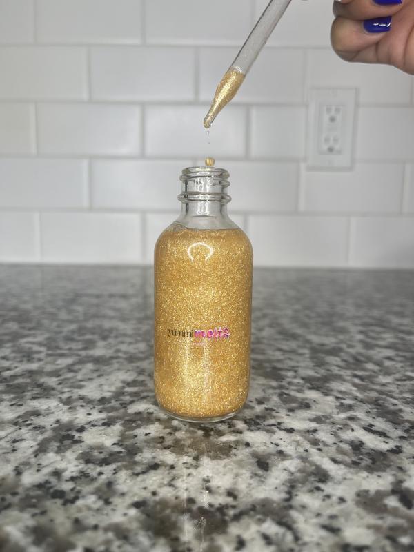 Gold Drip Shimmer Dry Body Oil Moisturizes and Hydrates with Sweet Cotton Candy Fragrance
